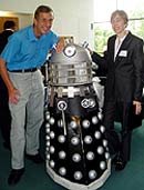 Professor Warwick and Lisa Cowey with a Dalek