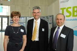 Jenny Berger, TSBE Centre Manager, Professor Jeremy Watson, and Professor Hazim Awbi, TSBE Centre Director