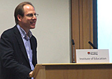 Professor Simon Baron-Cohen at the lectern
