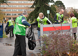 staff on campus litter pick