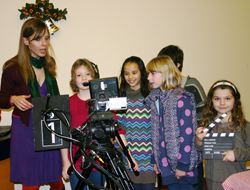 Dr Simone Knox and youngsters at the Children's Christmas Lecture