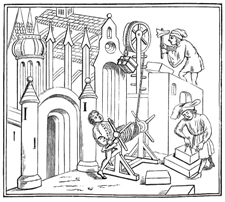 A depiction of working life from an original medieval wood cutting