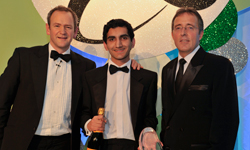 Comedian Alexander Armstrong (who presented the awards), Ranveer Bassey, and Chris Martin, Non Executive Advisor at Alliance Healthcare