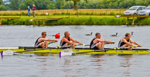 The crew who won the Visitors Challenge Cup at Henley back in 1986 row in the 2011 Regatta