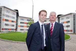 Olympian and alumnus of the University Jonty Clark with the Vice Chancellor, Sir David Bell, opening the new Childs Hall