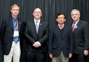 Stephen Dukes (IEEE), Eur Ing Dr Simon Sherratt (University of Reading), Professor Sung-Jea Ko (Korea University), and Stefan Mozar (IEEE)