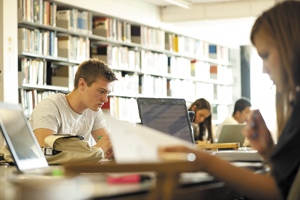 Students studying in Whiteknights Library