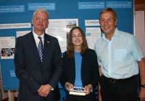 Chris Chapman with University Vice-Chancellor Sir David Bell, left, and Professor Kevin Warwick