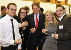 Sir John Madejski with some of the University's top students