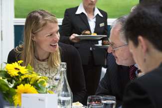 Gold medal winner Anna Watkins enjoying chatting to guests during Donor Day