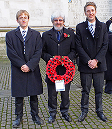 Reading School students Conor Black and Jack Dunnigan with Dr Martin Parsons