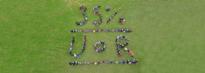 University staff and students spell out the University's 35% carbon reduction target