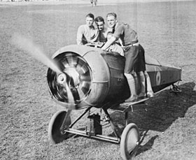 A dozen Sopwith airframe fuselages were kept on the University's playing fields during WW1