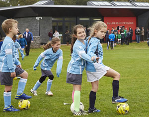 Woodley United FC practising in front of the new Bulmershe Pavilion