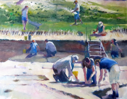 sketch of Silchester Dig by Jenny Halstead