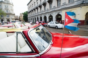 Cuban flag on a car