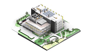 External 3D model of new Health & Life Sciences building