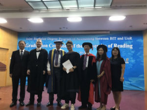 Graduates at the first graduation ceremony for the Accounting degree run jointly by the University of Reading and Beijing Institute of Technology