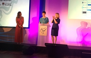 Prof Ellie Highwood presenting an award at the Venus awards