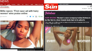 News coverage of the Billie razor advert