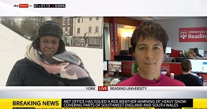 Prof Ellie Highwood being interviewed on Sky News