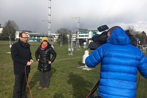 Professor Ellie Highwood being interviewed about winter weather