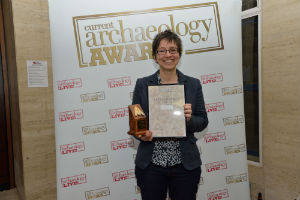 Dr Hella Eckardt with her award for Archaeologist of the Year