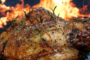 Lamb meat being cooked