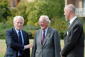 Lord Carrington (centre) at the opening of the Carrington Building in 2007