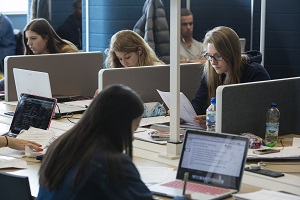 Students working in study spaces