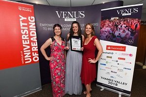 Venus awards winner Anna Sampson with Prof Ellie Highwood and Victoria Pearson