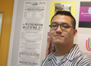 Siu Yen Lo, Graphic Communication student, with the wedding programme he designed for client through Real Jobs