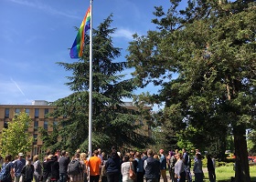 Rainbow flag raised on the Whiteknights Campus