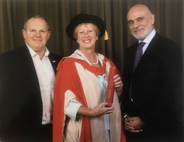 Dr Lindsay Barker (centre) pictured with Steve McManus (left), CEO of the RBH and Dr Atul Kapila, head of R&D at RBH