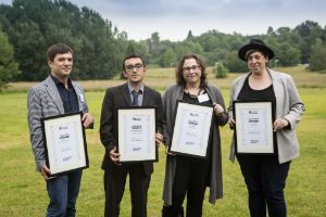 (l-r) Dr Federico Faloppa, Dr Andrea Ficchi, Professor Emily Black and Professor Rosa Freedman with their awards