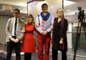 L/R: Mohammad Asi, Dr Ludovica Serratrice, John Morales and Chiara Cirillo at the launch event