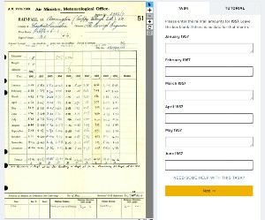 Members of the public can help digitise paper documents with rainfall measurements