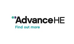 Advance HE logo, black and turquoise lettering to white background