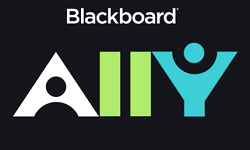 Blackboard Ally logo, white and coloured lettering to black background