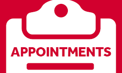 Appointments logo, white to red background