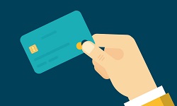 colour illustration of hand holding credit card