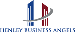 Henley business angels logo , red, blue and grey to white background