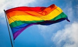 colour photograph of rainbow flag