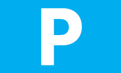 Parking logo, white P to blue background