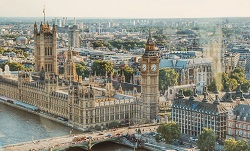colour photograph of exterior view of Houses of Parliament
