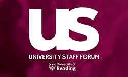 Staff forum logo, white to purple background