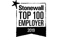 Stonewall logo, black and white lettering