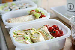 Lunch boxes with food